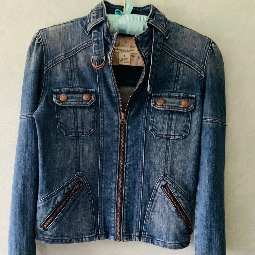Abercrombie & Fitch Indigo Blue Denim Zip Jacket XS